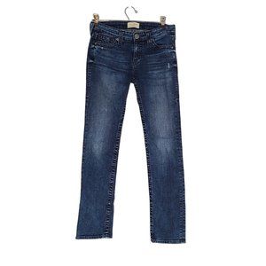 Big Star Women Mid Rise Kate Straight Jeans Size 27R Medium Wash Stretch Denim